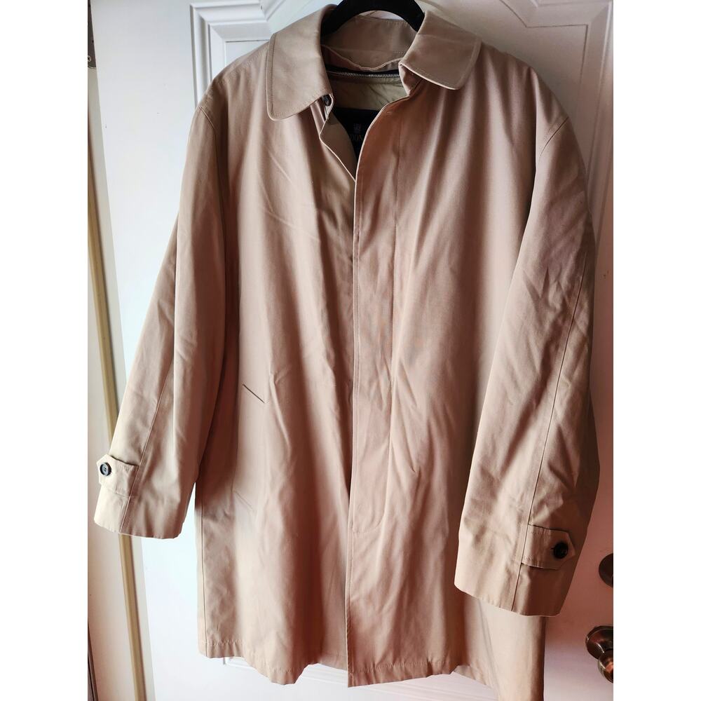 London Fog Trench Coat Tan Beige Lined Jacket Size Medium